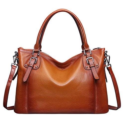 Best Deal- S-ZONE Women&#39;s Vintage Genuine Leather Handbag Tote Shoulder Bag Large Capacity(Brown ...