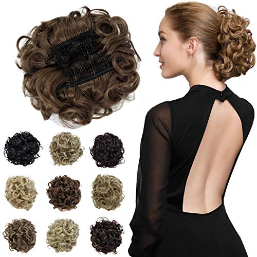 Yamel Messy Curly Hair Bun Extensions Combs Clip in Bun Stretch Chignon