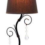Simple Designs LT2010-BWN Twisted Vine Table Lamp with Fabric Shade and Hanging Beads, Brown