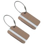 Set of 2 Aluminum Metal Travel Suitcase Luggage Tags Labels Bag ID Name Address Tag Label with Screw Chain, Coffee