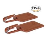 SwissElite Genuine Leather Luggage Tags & Bag Tags 2 pieces Set in 5 Color