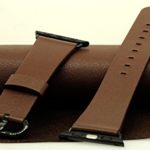 JSGJMY Apple Watch Band 42mm Brown Genuine Leather Strap Replacement Watchbands for iWatch Series 2/Series 1/Edition/Sport(Brown+Black Buckle)