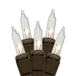 Gerson 92154 – 100 Light 27.5′ Brown Wire Clear Miniature Christmas Light String Set