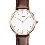 CIVO Mens Brown Leather Band Ultra Thin Quartz Watches Waterproof Business Casual Simple Dress Wristwatch
