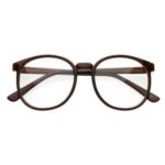 zeroUV – Vintage Inspired Round Circle Spectacles Clear Lens Horn Rimmed P-3 Glasses (Brown)