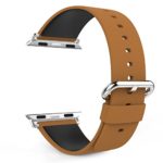 MoKo Band for Apple Watch Series 1 Series 2, Premium Top-grain Leather Replacement Strap with Stainess Metal Buckle for 42mm Apple Watch All Models, Light BROWN (Not Fit Apple Watch 38mm Versions)