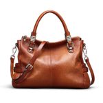 Kattee Women’s Urban Style Genuine Leather Tote Satchel Shoulder Handbag Brown