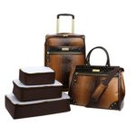 Samantha Brown Embossed Ombre 5-Piece Luggage Set – Brown / Goldenrod