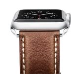 Apple Watch Band, Benuo [Vintage Series] Premium Genuine Leather Strap, Classic Replacement with Metal Clasp Buckle, Adapters for iWatch Series 2/1/Edition/Sport 42mm, White Stitching (Dark Brown)
