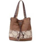 Hiigoo Printing Canvas Shoulder Bag Retro Casual Handbags Messenger Bags (Brown)