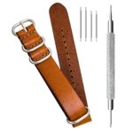 CIVO Genuine Grain Leather NATO Zulu Military Swiss G10 Watch Band Strap 18mm 20mm 22mm Stainless Steel Buckle