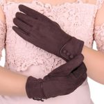 Anccion Womens ScreenTouch Suede Winter warmer Gloves Fleece Lined Thick Dress Driving Gloves (Brown) One Size
