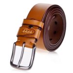 Vbiger Vintage Mens Belt 1 1/2″ (38mm) Wide Genuine Leather Smooth Bridle Waist Strap
