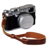 Clanmou A6300 RX100IV Camera Leather Hand Strap for Fujifilm X30 X100S Canon G5X G9X G7X Mark II Nikon J5 A900 Camcorder Camera Strap Dark Brown