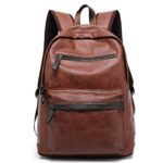 Womleys Waterproof Leather Laptop School Travel Backpack Hiking Daypack (Brown)