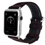 Apple Watch Band 42mm, Fullmosa Mosa Calf Leather Strap Replacement Band with Stainless Metal Clasp for iWatch Series 1 Series 2, Dark Brown,42mm
