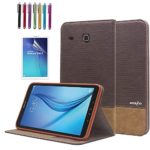 Mignova Galaxy Tab E 8.0 folio Case , Premium Leather Case Cover For 8″ Samsung Galaxy Tab E 8.0 (Sprint / US Cellular) SM-T377 4G LTE 8-Inch Tablet + Screen Protector Film and Stylus Pen (Dark Brown)