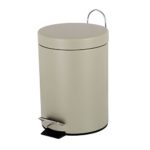 Fortune Candy Mini Round Step Trash Can,Anti-Fingerprint Carbon Steel Bathroom Trash Can with Soft Close Lid,Removable Inner Wastebasket,0.8 Gallon/3 Liter,Light Brown