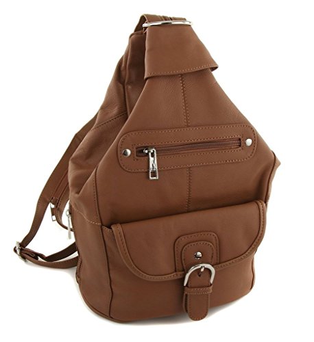 Womens Leather Convertible 7 Pocket Medium Size Tear Drop Sling Backpack Purse Shoulder Bag ...