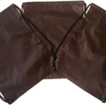 3 Pack BROWN Nylon Drawstring Backpacks Sackpack Tote Cinch Gym Bag – Variety of Colors! (Regular, Brown)