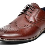 Bruno MARC FLORENCE Men’s Oxford Modern Classic Brogue Lace Up Leather Lined Perforated Wing-tip Dress Oxfords Shoes
