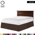 Nestl Bedding Double Brushed Microfiber Dust Ruffle, 14-Inch Tailored Drop Pleated King Bed-Skirt, Dark Brown