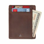 Andar Leather Slim Wallet, Minimalist Front Pocket RFID Blocking Card Holder Made of Full Grain Leather (Dark Brown)