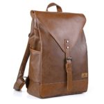 Koolertron PU Leather Laptop Backpack lightweight leather School college bookbag Camping Travel Bag – Fits Laptops up to 14″ (Brown)
