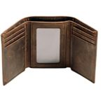 Stealth Mode Trifold RFID Blocking Brown Leather Wallet for Men