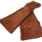 Rose Pruning Gloves for Men and Women. Thorn Proof Goatskin Leather Gardening Gloves with Long Cowhide Gauntlet to Protect Your Arms Until the Elbow (Medium, Brown)