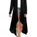 Meaneor Women’s Long Sleeve Waterfall Asymmetric Drape Open Long Maxi Cardigan