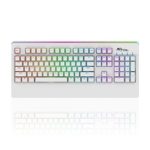 RK ROYAL KLUDGE PRO104 Full Anti-ghosting Customizable RGB Lighting Effects Programmable Wired Mechanical Gaming Keyboard with Blue Switches for PC & Mac Gamers-White