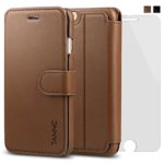 iPhone 6 Case, iPhone 6S Case, TANNC [Screen Protector Included]Flip Leather Wallet Case[Layered Dandy]-[Card Slot] – for iPhone 6 and iPhone 6S – Brown