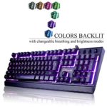 Emarth Mechanical Feel Wired Gaming Keyboard for PC with Ergonomic Cool LED Backlit Design – Black