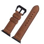 SLIFTER 42mm Crazy Horse Genuine Leather Watchband For i Watch Replacement Wristband Fit For Apple Watch (Matte Brown Black Adapter)