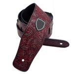 Mira-Tech 2.5″ PU Leather Guitar Strap (Floral Pattern, Dark Brown)