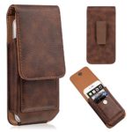 iPhone 7 Plus Pouch Case, iNNEXT Premium Vertical Leather Case Pouch Holster with Magnetic Closure, Leather Pouch Carrying Case with Swivel Belt Clip Holster for iPhone 6 / 6S / 7 Plus 5.5” (Brown)