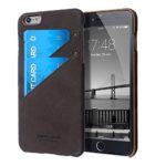 iPhone 6/6s Plus Case,Pierre Cardin Genuine Leather iPhone Back Cover with 3 Card Slots for iPhone 6/6S Plus 5.5 inch Dark Brown