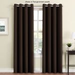 FlamingoP Room Darkening Thermal Insulated Blackout Grommet Window Curtain for Living Room, Dark Brown, 52×84-inch, 1 Panel