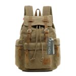 Canvas Backpack, P.KU.VDSL-AUGUR SERIES Vintage Canvas Leather Backpack, Hiking Daypacks, Computers Laptop Backpacks, Unisex Casual Rucksack Satchel Bookbag, Mountaineering Bag for Men (A – Brown)