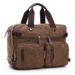 Travables Vintage Canvas Backpack Messenger Bag Convertible Laptop Briefcase Rucksack for Men Women Work School Business (Dark Brown)