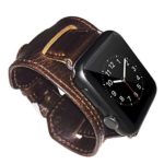 MacTop Watch Band for Apple Watch Series1 and Series 2 – 42mm Replacement Band with Secure Metal Clasp Buckle .(42mm Dark Brown)