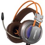 XIBERIA V10 USB Surround Sound Gaming Headset Noise Isolation Wired Over Ear Stereo Headphones with Microphone and Volume Control LED Light for PC / Laptop – (Gray/Brown)