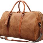 Iblue Leather Weekend Bag Brown Travel Overnight Duffels Carryon Luggage Tote #D02 (L, light brown soft leather)