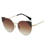 Cateye Sunglasses, SMYTShop 2017 Vintage Retro Glasses Unisex Aviator Mirror Lens Glasses Eyewear (Gold Frame/Brown Lens, 54)