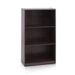 Furinno 99736DBR Basic 3-Tier Bookcase Storage Shelves, Dark Brown