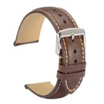 WOCCI Watch Bands Brown Leather Strap Vintage Series Replacement Watchband with Silver Stainless Pins Clasp