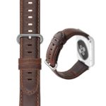 Apple Watch Band 42mm, XGUO Genuine Leather Apple Watch Strap Replacement With Secure Stainless Steel Clasp Buckle – Dark Brown