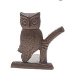 Cast Iron Owl Door Stop | Decorative Door Stopper Wedge | with Padded Anti-scratch Felt Bottom | Vintage Design | 6×6.5×6.3” by Comfify (Rust Brown)
