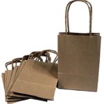 Creative Hobbies® 24 Brown Small Paper Gift Handle Bags Approx. 5.25″ x 3″ x 8.5″ Size Shopper Wedding, 100% Recycled Paper, USA Made